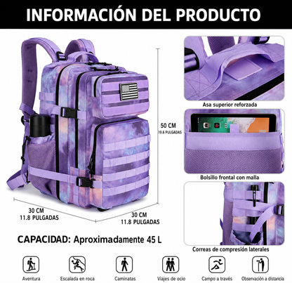 MOCHILA TÁCTICA IMPERMEABLE PARA CAMPING, SENDERISMO Y USO EXTERIOR