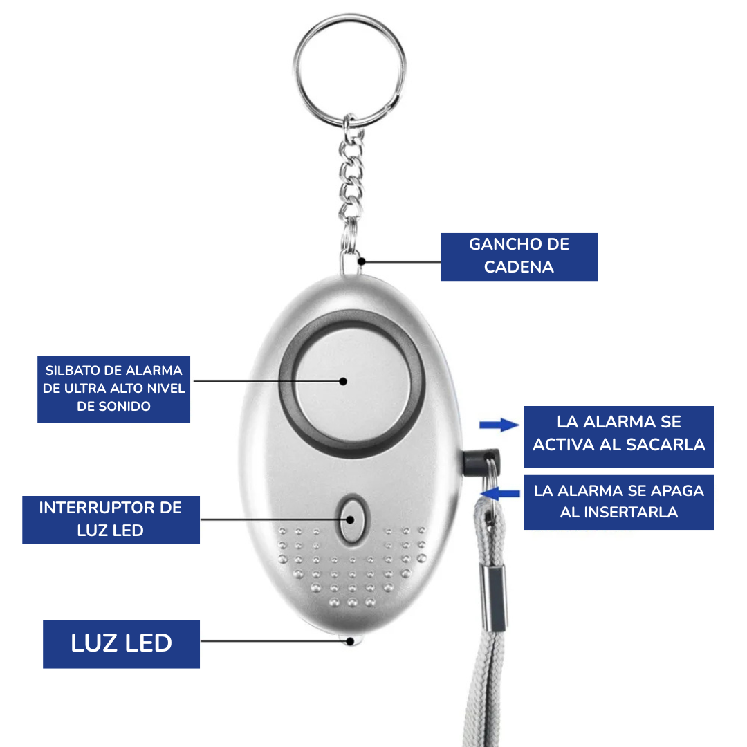 ALARMA PERSONAL DE EMERGENCIA 130DB CON LLAVERO DE SEGURIDAD