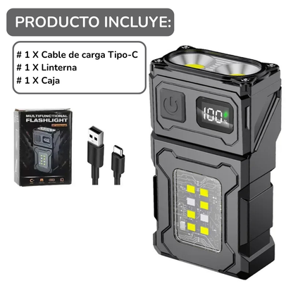 MINI LINTERNA TÁCTICA RECARGABLE USB LED MULTIFUNCIONAL