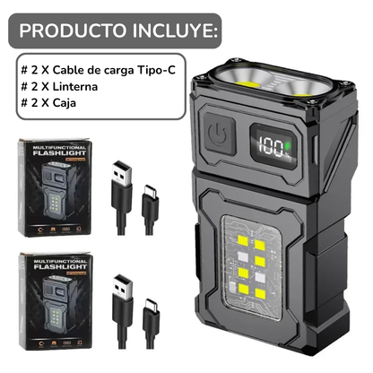 MINI LINTERNA TÁCTICA RECARGABLE USB LED MULTIFUNCIONAL