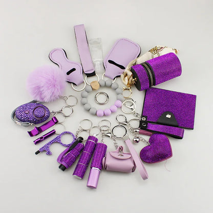 KIT DE SEGURIDAD PERSONAL CON ALARMA Y ACCESORIOS PARA MUJER-19PCS
