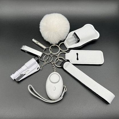 KIT DE LLAVEROS DE SEGURIDAD Y AUTODEFENSA DE 8 PIEZAS PARA MUJER