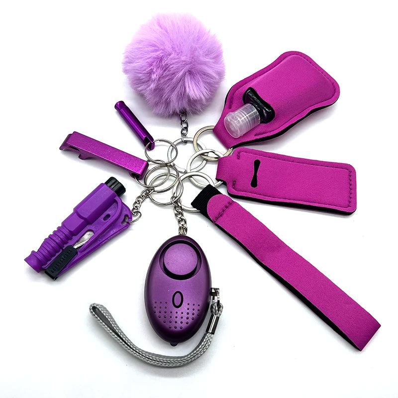 KIT DE LLAVEROS DE SEGURIDAD Y AUTODEFENSA DE 8 PIEZAS PARA MUJER
