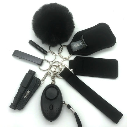KIT DE LLAVEROS DE SEGURIDAD Y AUTODEFENSA DE 8 PIEZAS PARA MUJER