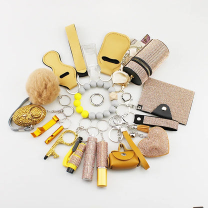 KIT DE SEGURIDAD PERSONAL CON ALARMA Y ACCESORIOS PARA MUJER-19PCS