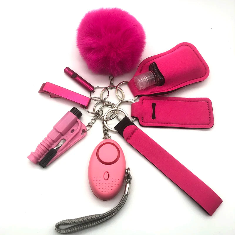 KIT DE LLAVEROS DE SEGURIDAD Y AUTODEFENSA DE 8 PIEZAS PARA MUJER