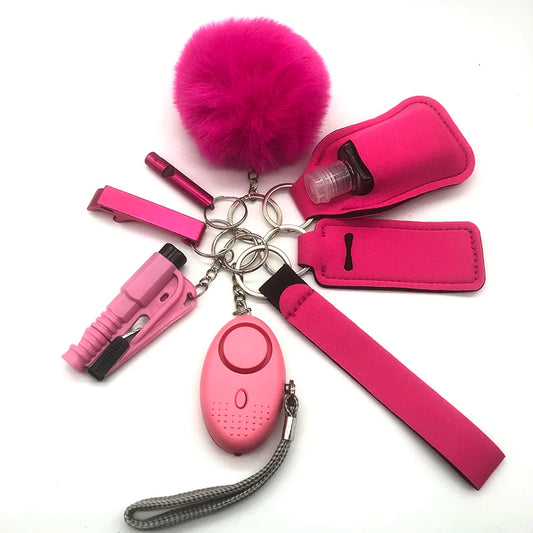 KIT DE LLAVEROS DE SEGURIDAD Y AUTODEFENSA DE 8 PIEZAS PARA MUJER