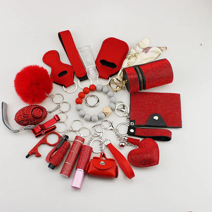 KIT DE SEGURIDAD PERSONAL CON ALARMA Y ACCESORIOS PARA MUJER-19PCS