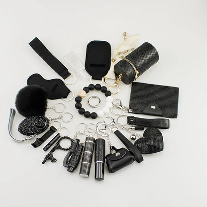 KIT DE SEGURIDAD PERSONAL CON ALARMA Y ACCESORIOS PARA MUJER-19PCS