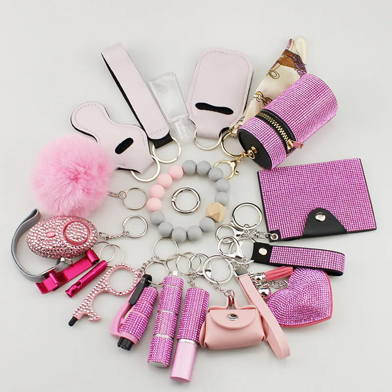 KIT DE SEGURIDAD PERSONAL CON ALARMA Y ACCESORIOS PARA MUJER-19PCS
