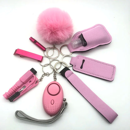 KIT DE LLAVEROS DE SEGURIDAD Y AUTODEFENSA DE 8 PIEZAS PARA MUJER