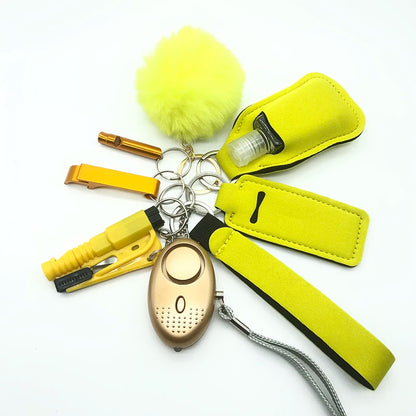 KIT DE LLAVEROS DE SEGURIDAD Y AUTODEFENSA DE 8 PIEZAS PARA MUJER
