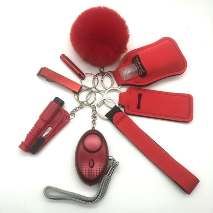 KIT DE LLAVEROS DE SEGURIDAD Y AUTODEFENSA DE 8 PIEZAS PARA MUJER