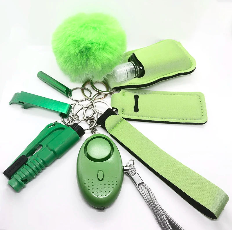 KIT DE LLAVEROS DE SEGURIDAD Y AUTODEFENSA DE 8 PIEZAS PARA MUJER