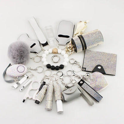 KIT DE SEGURIDAD PERSONAL CON ALARMA Y ACCESORIOS PARA MUJER-19PCS